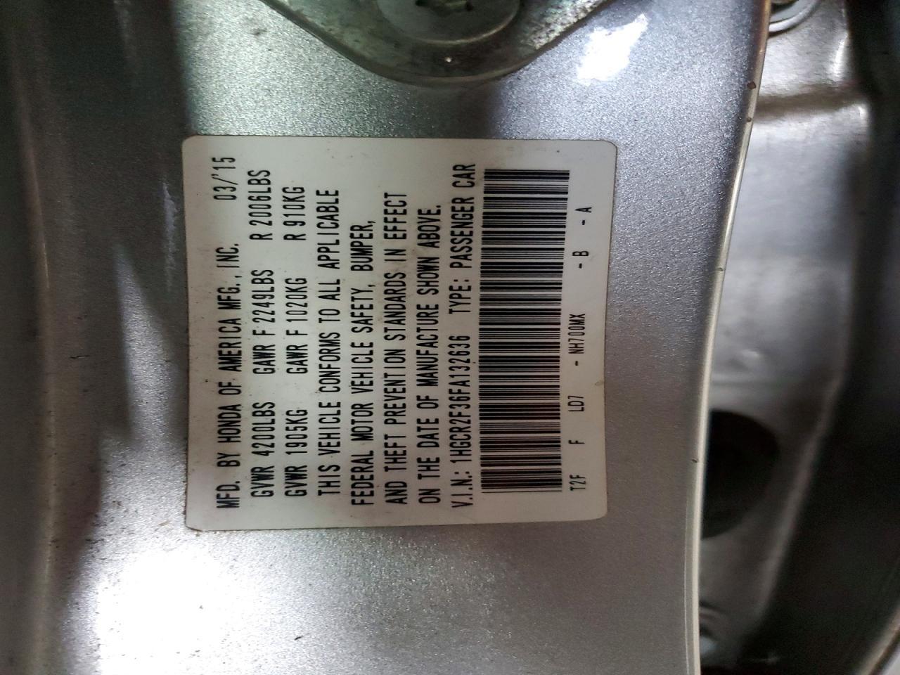 2015 HONDA ACCORD