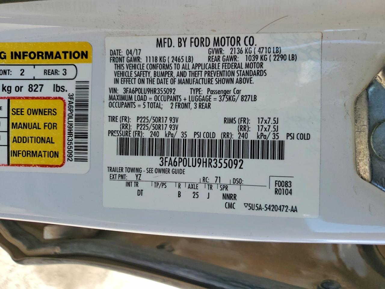 2017 FORD FUSION