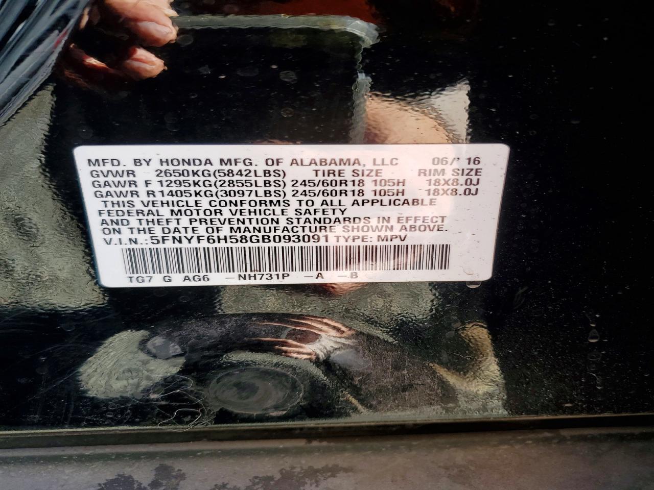 2016 HONDA PILOT