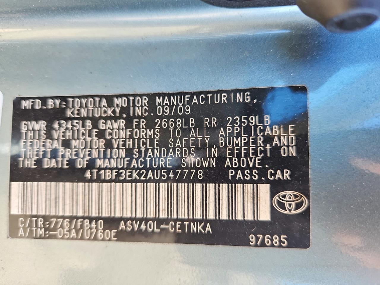 2010 TOYOTA CAMRY