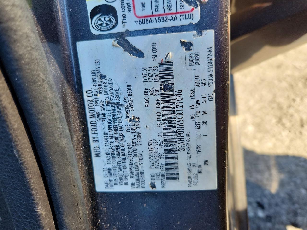 2012 FORD FUSION