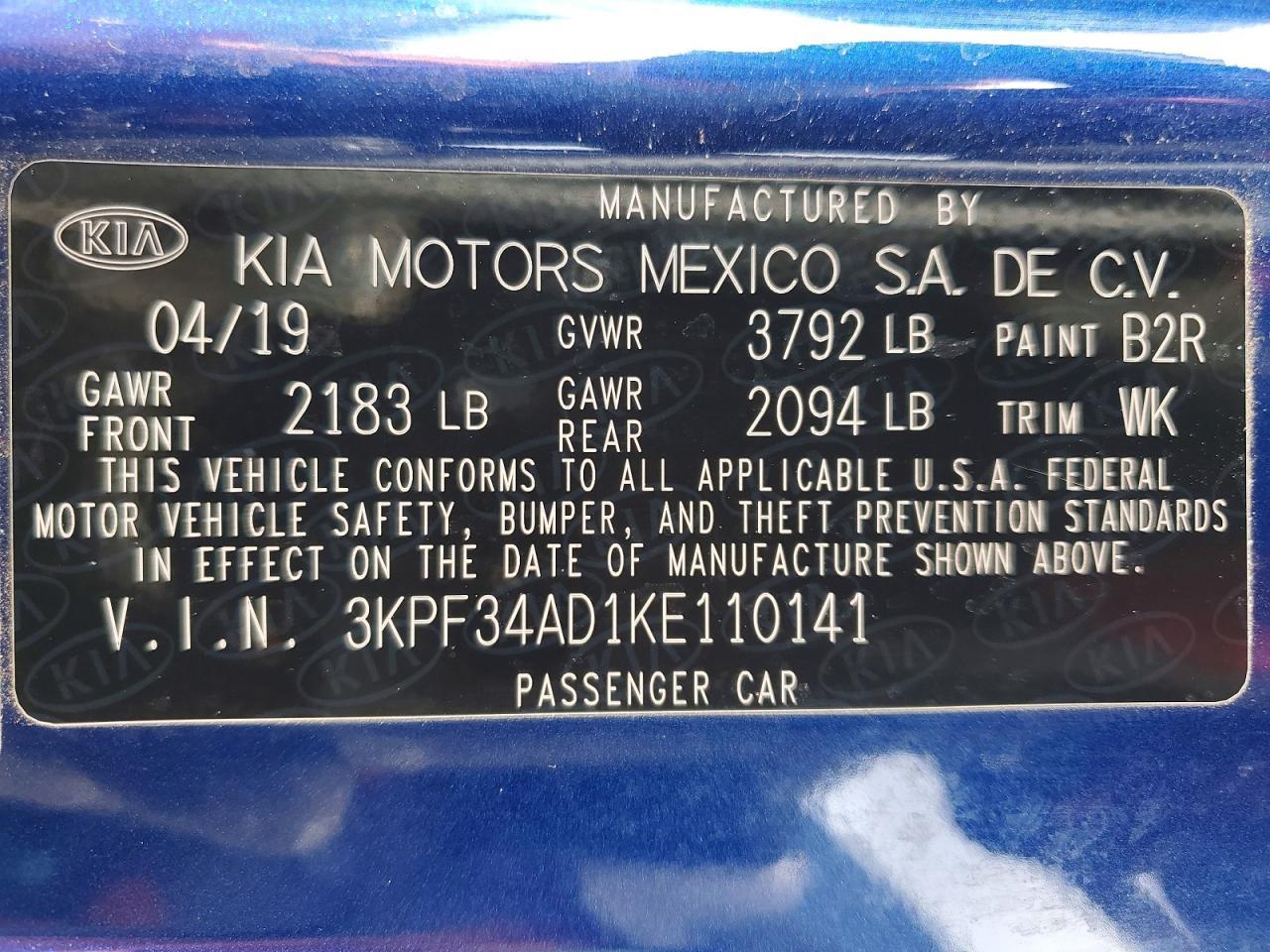 2019 KIA FORTE