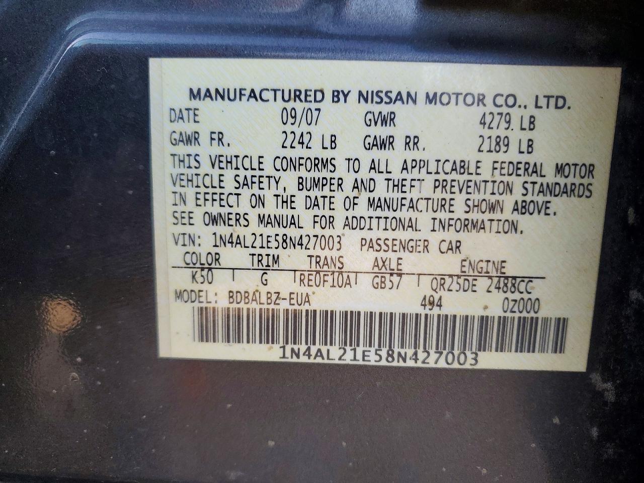 2008 NISSAN ALTIMA