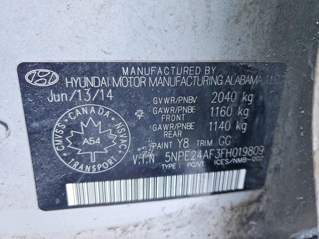 2015 HYUNDAI SONATA