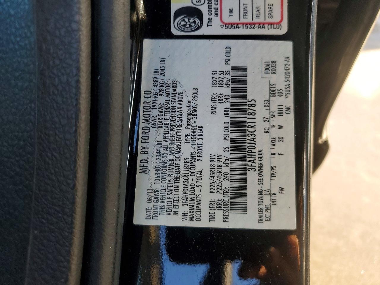 2012 FORD FUSION