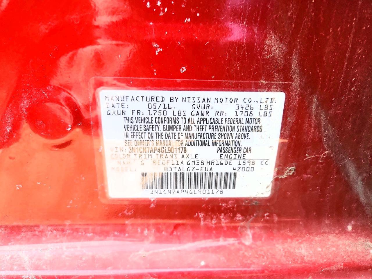 2016 NISSAN VERSA
