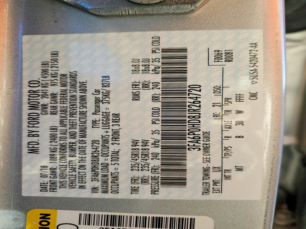 2018 FORD FUSION