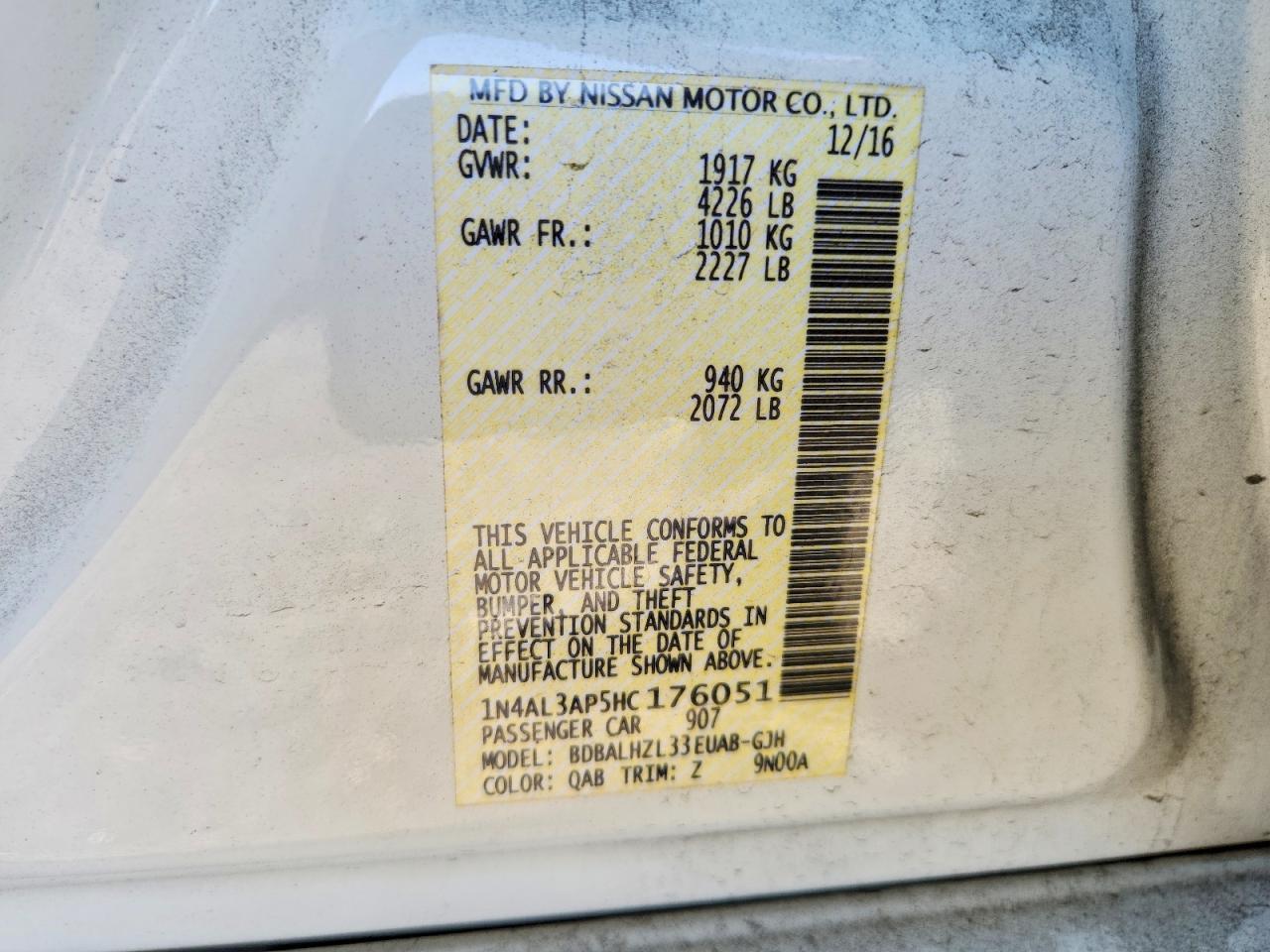 2017 NISSAN ALTIMA