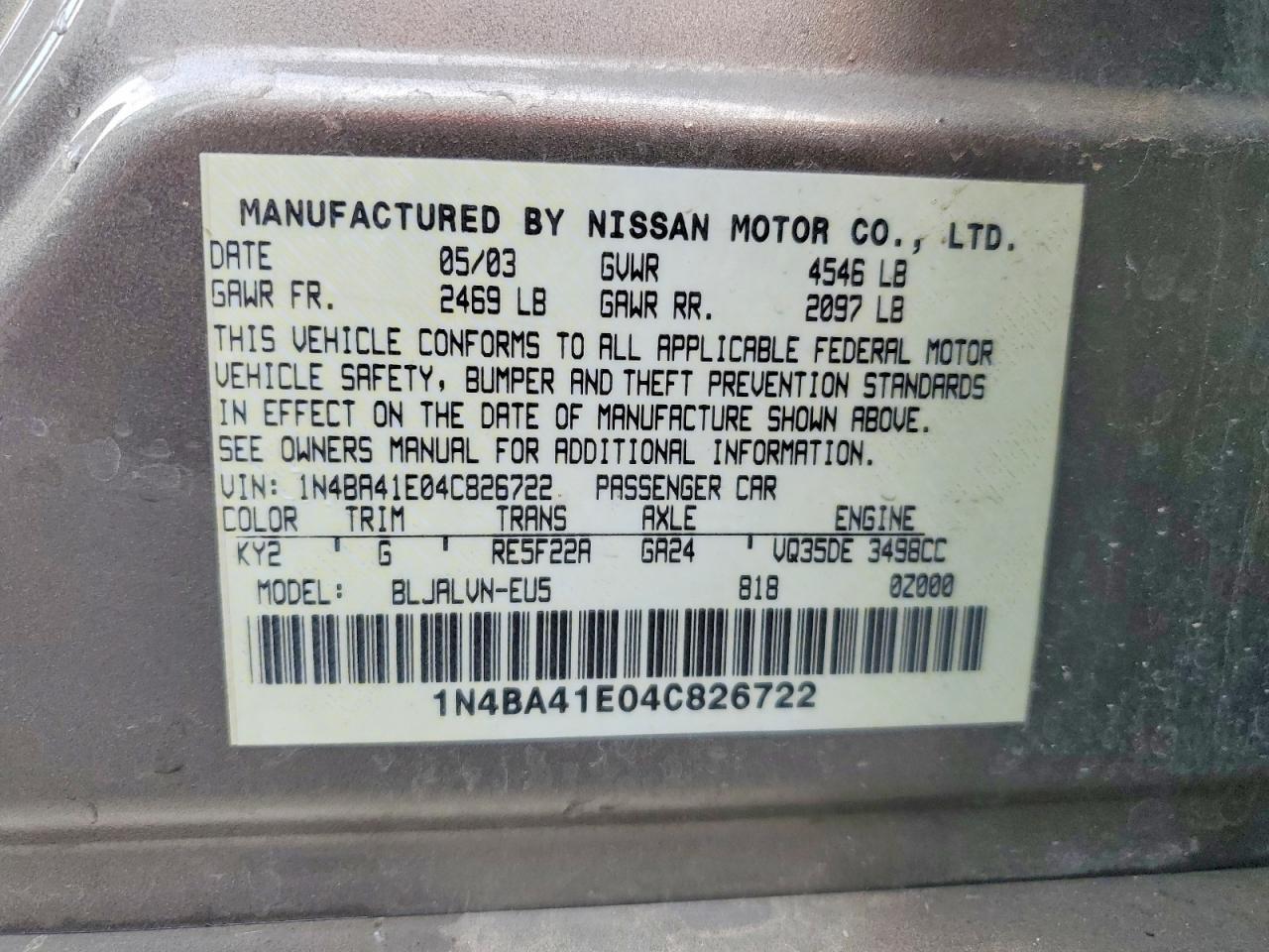 2004 NISSAN Maxima