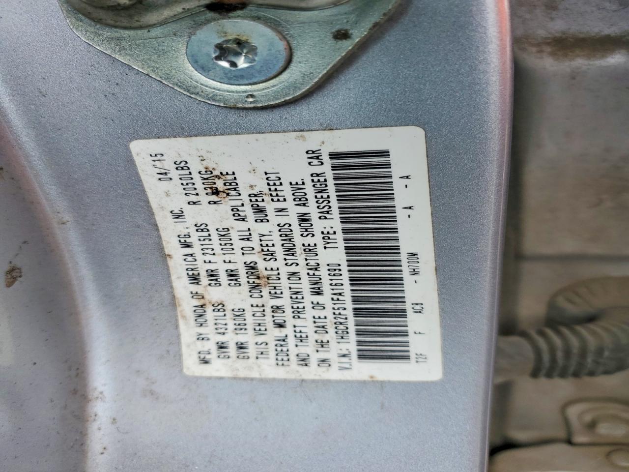 2015 HONDA ACCORD