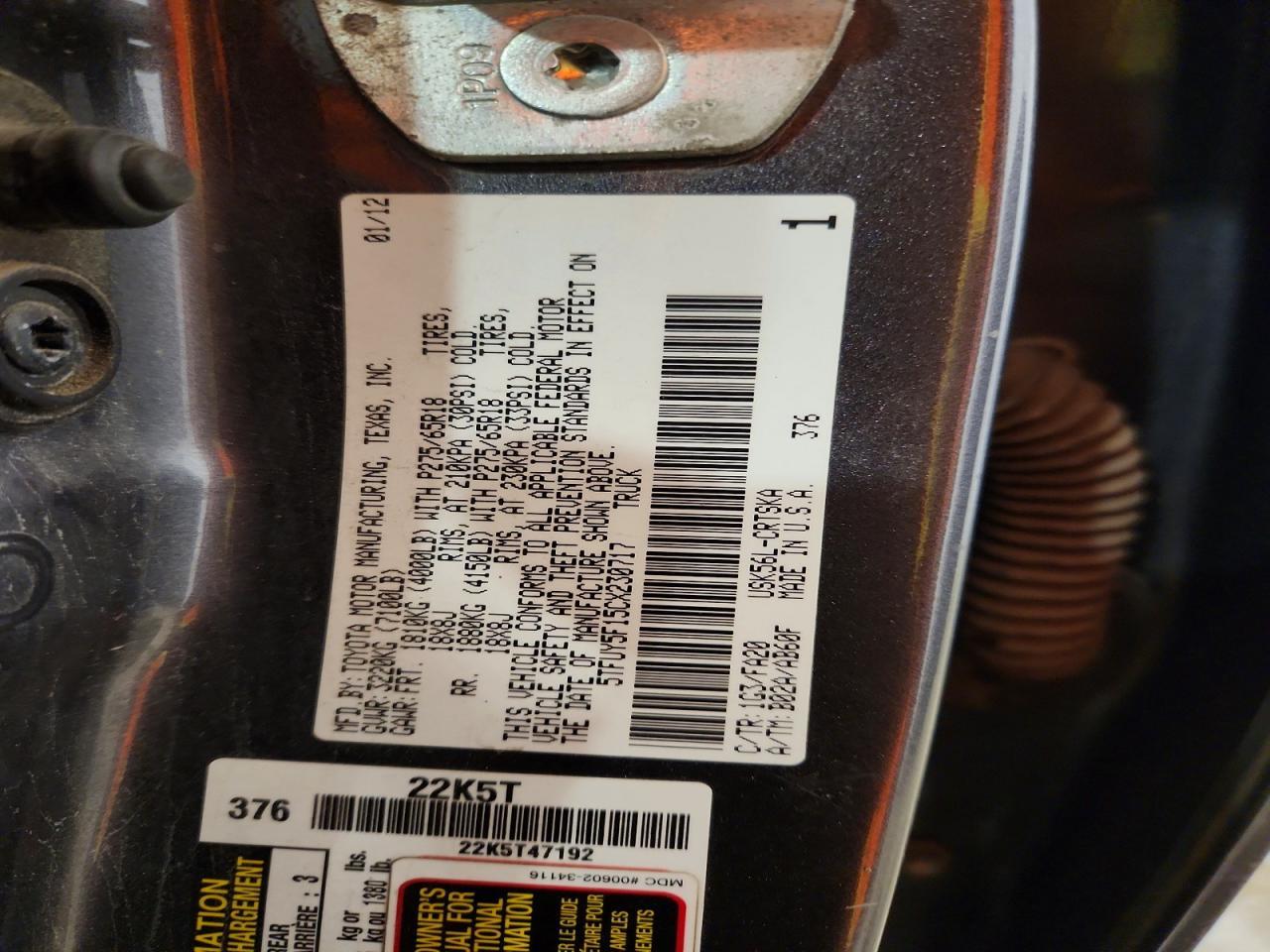 2012 TOYOTA TUNDRA