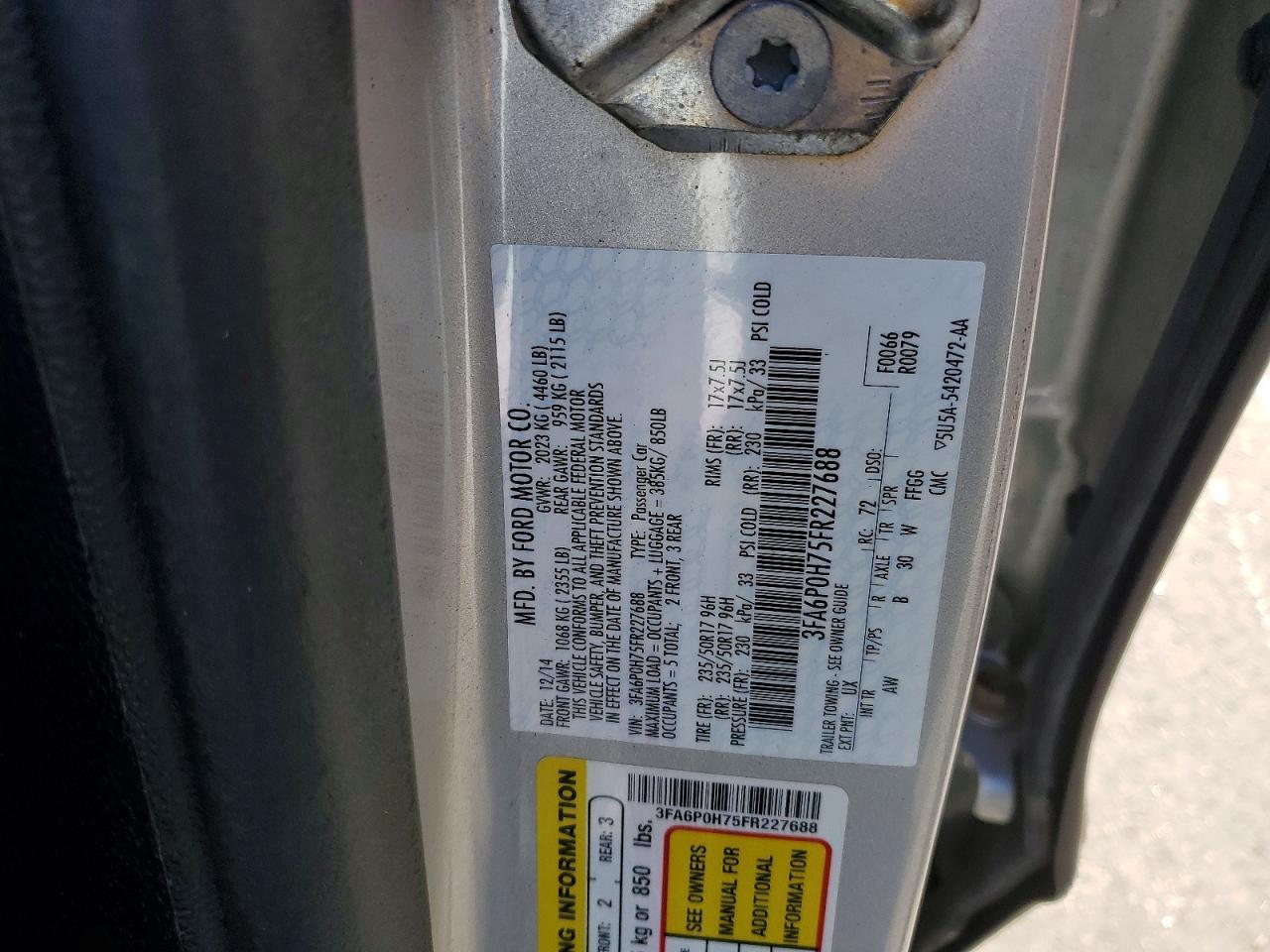 2015 FORD FUSION