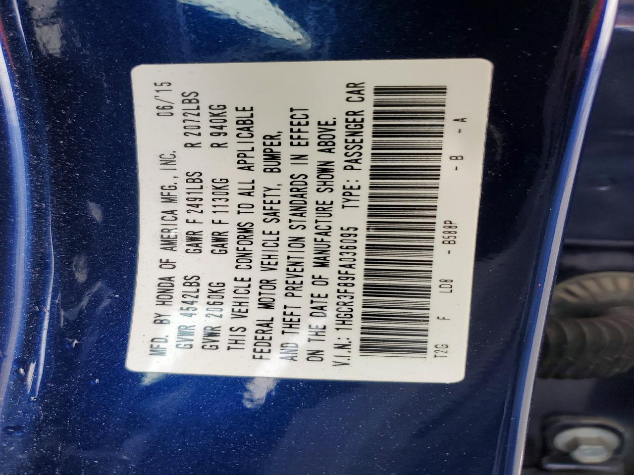 2015 HONDA ACCORD