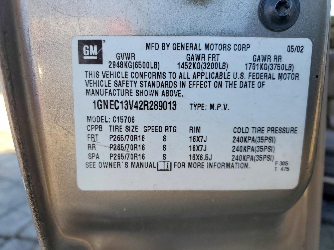 2002 CHEVROLET Tahoe