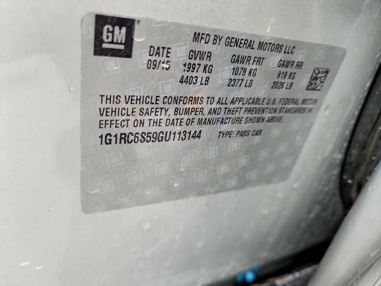 2016 CHEVROLET VOLT