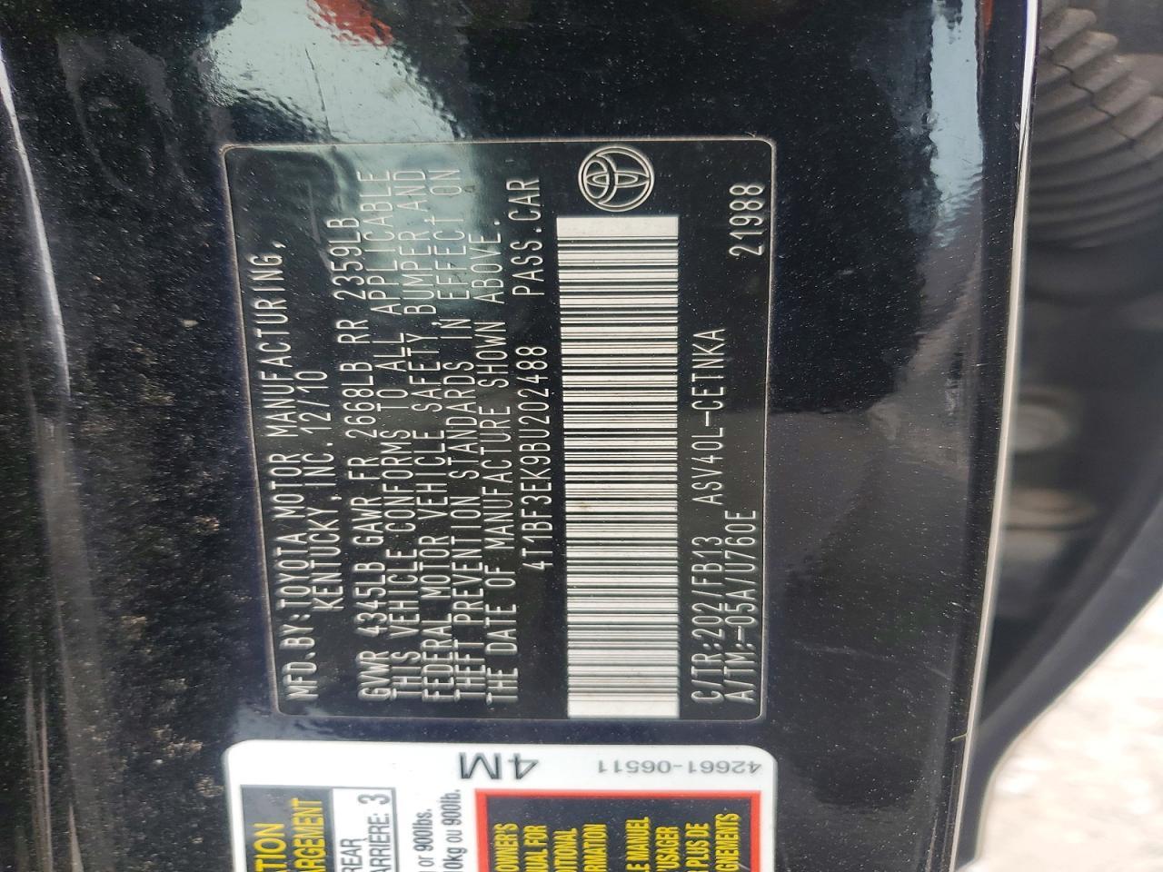 2011 TOYOTA CAMRY