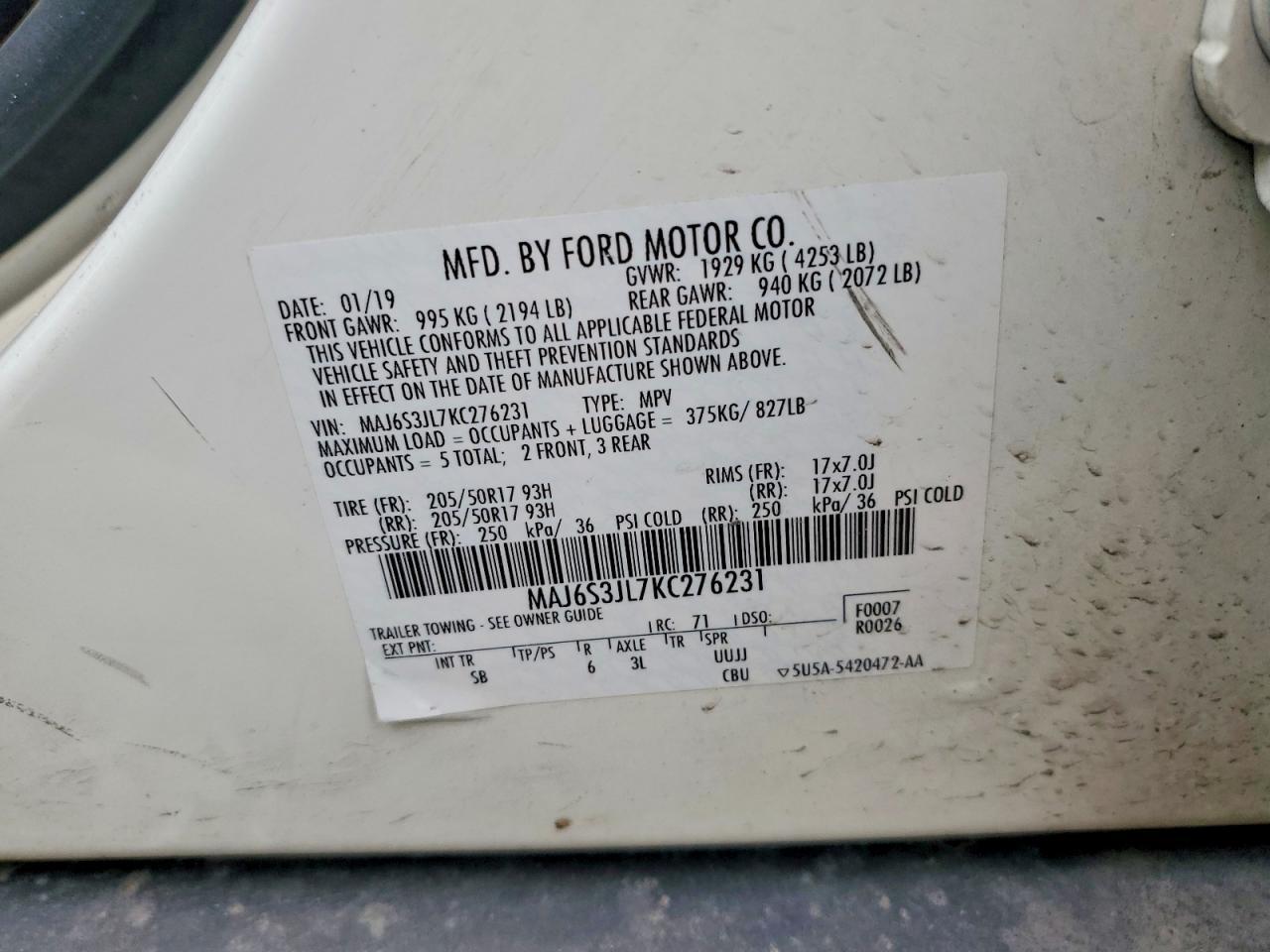 2019 FORD EcoSport