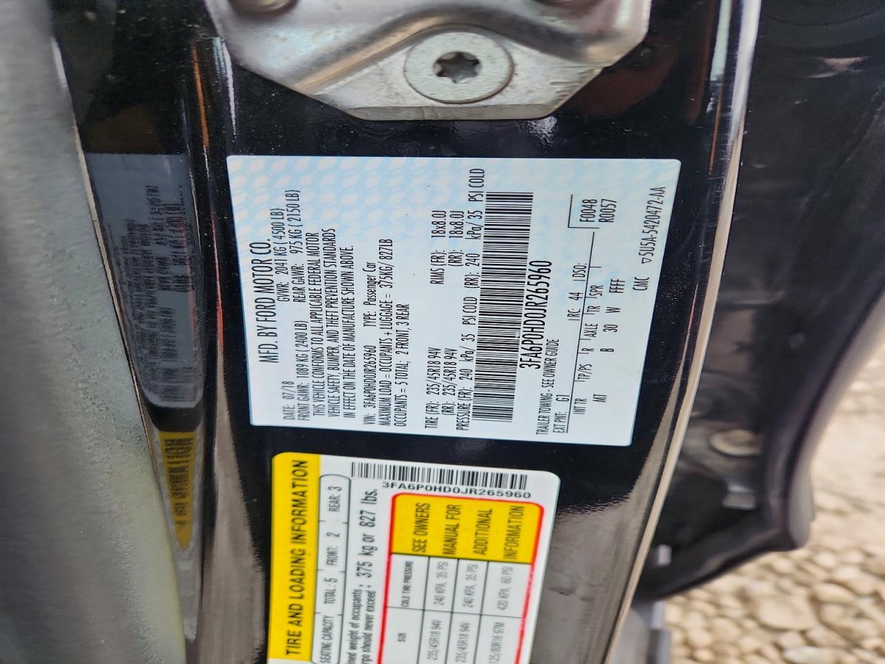2018 FORD FUSION