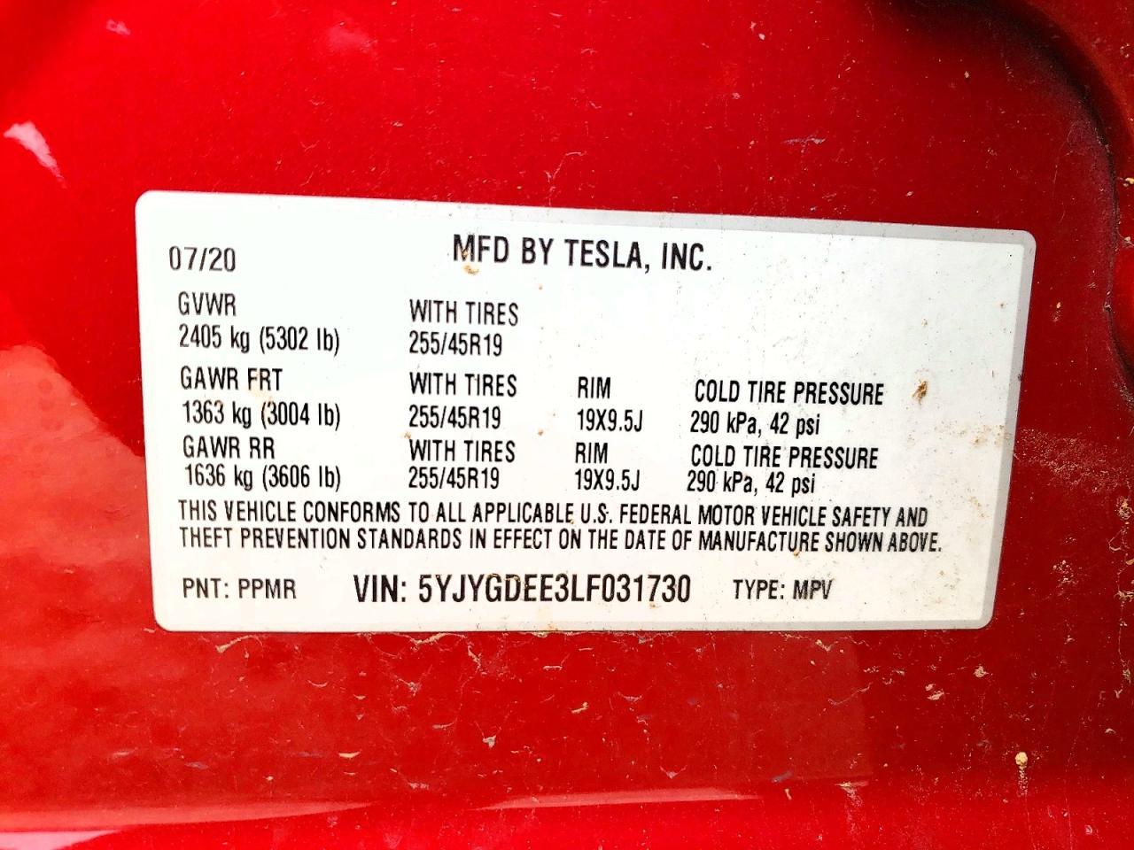 2020 TESLA MODEL Y