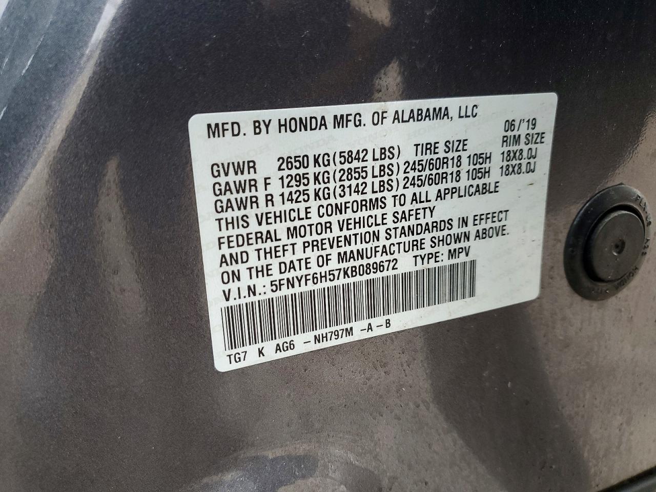 2019 HONDA PILOT