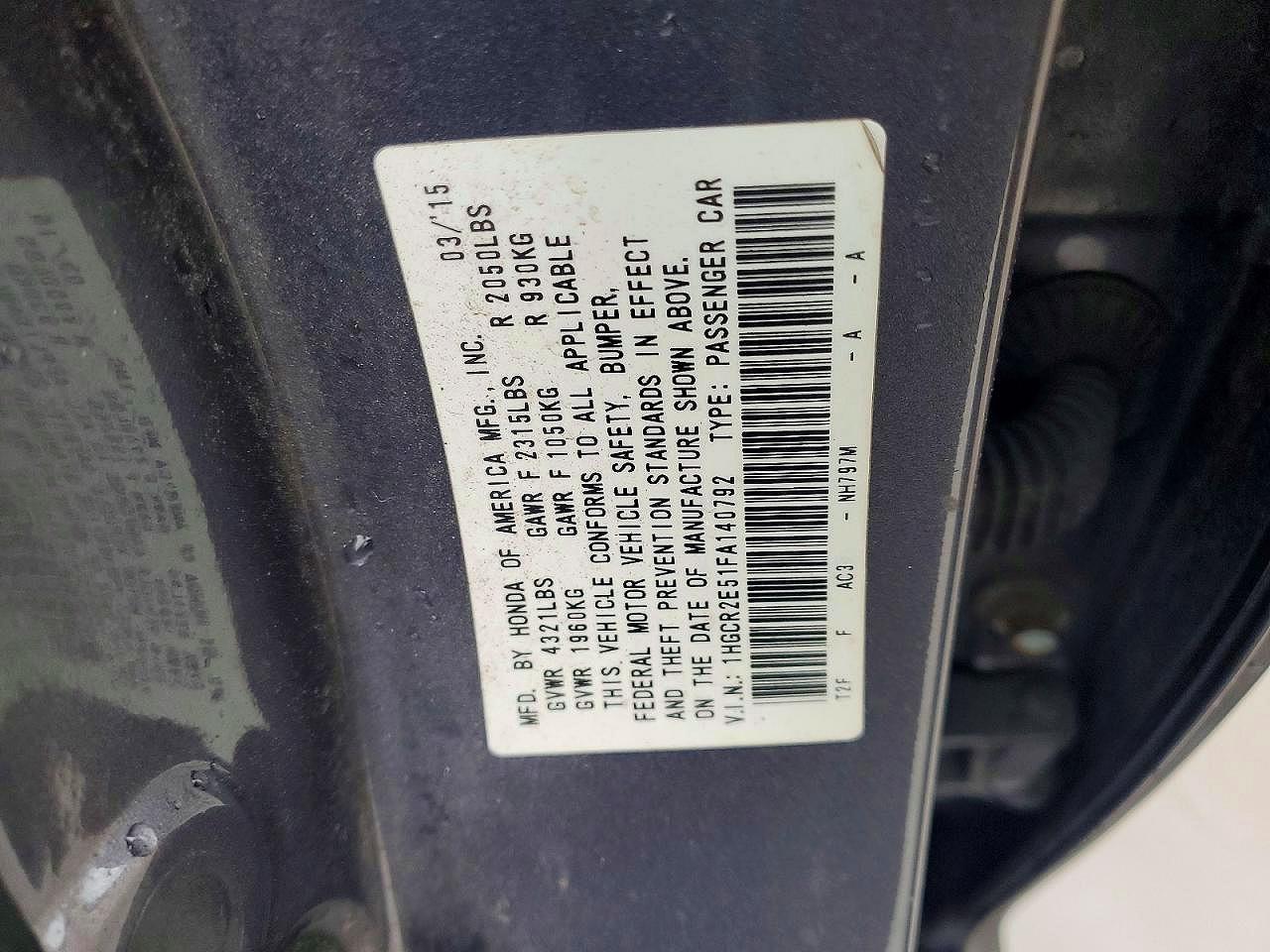 2015 HONDA ACCORD