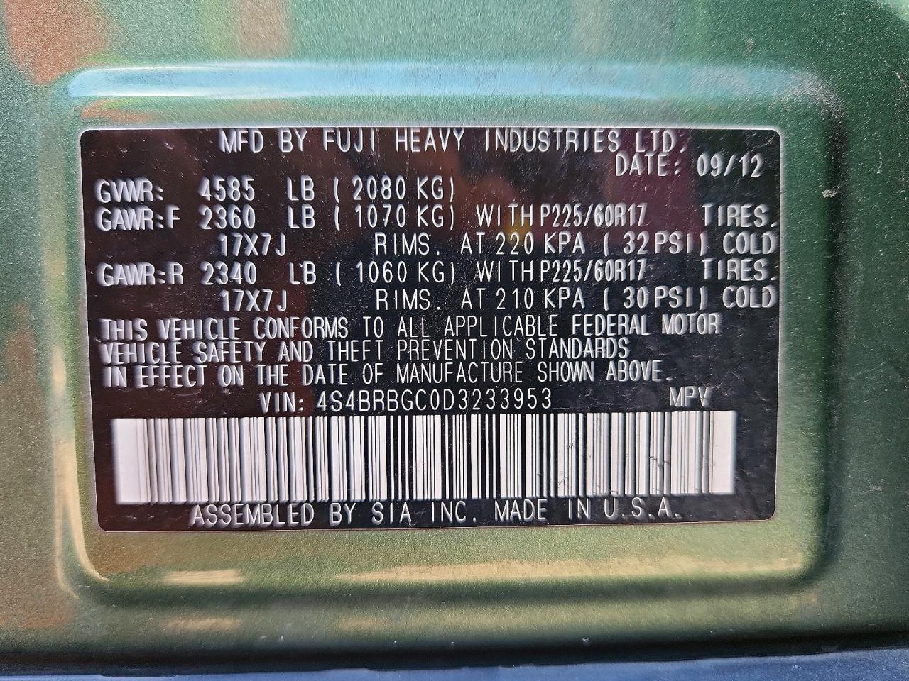 2013 SUBARU Outback