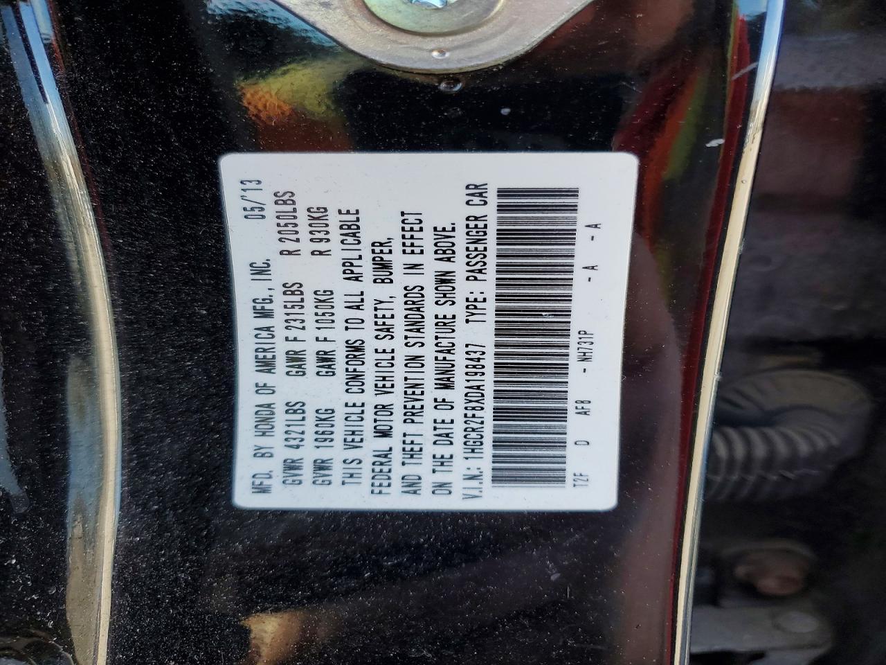 2013 HONDA ACCORD