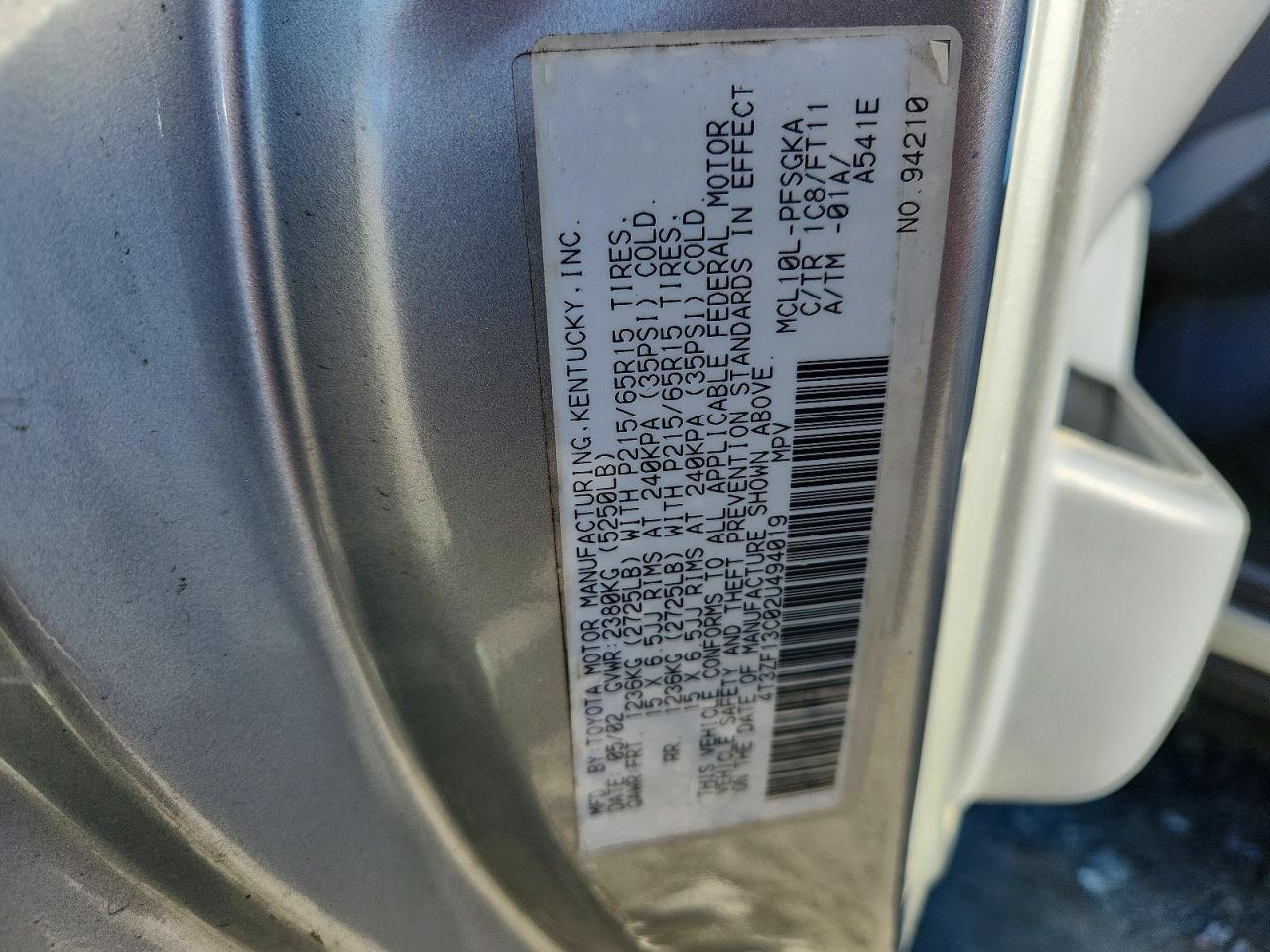 2002 TOYOTA SIENNA