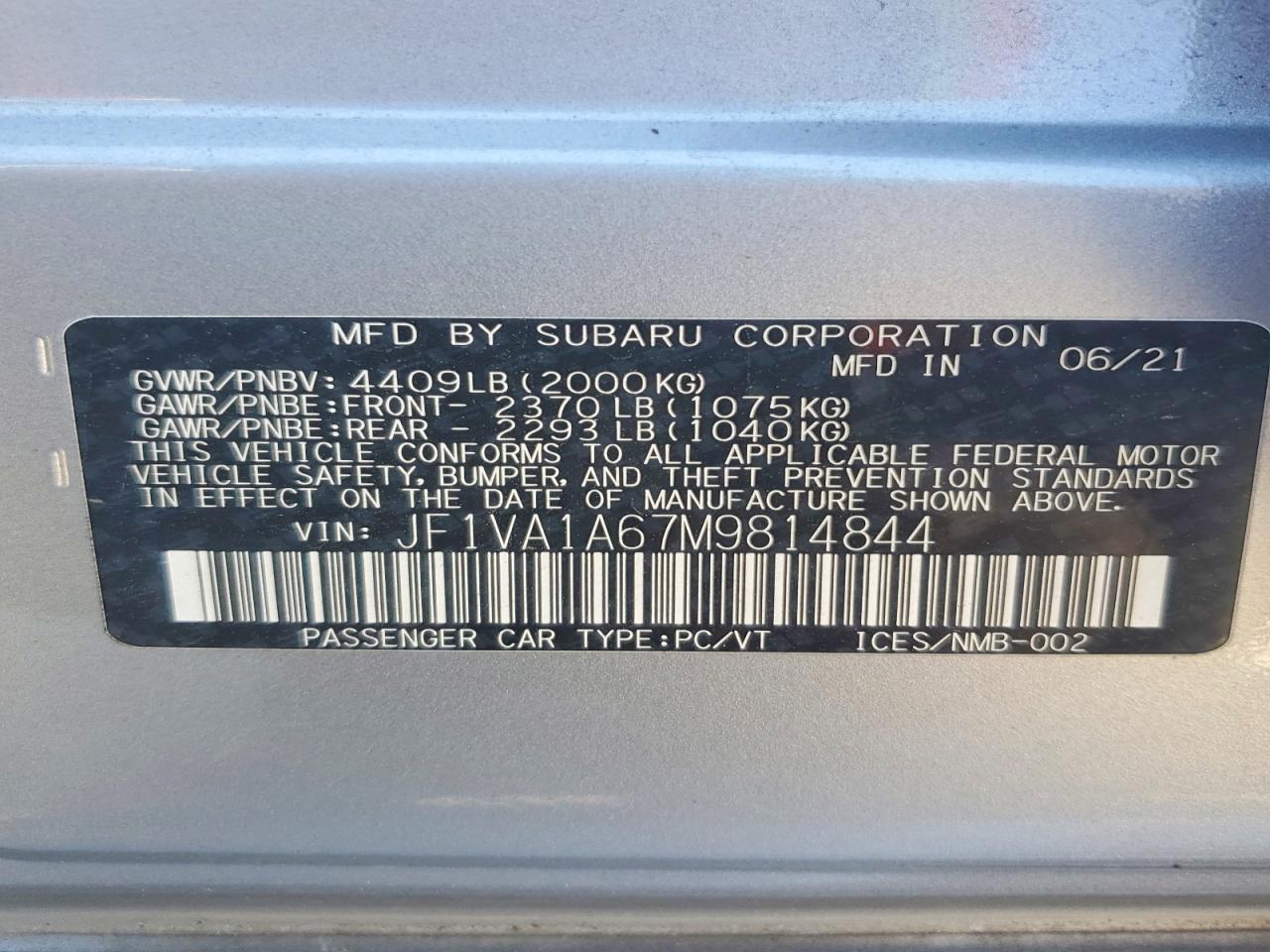2021 SUBARU WRX