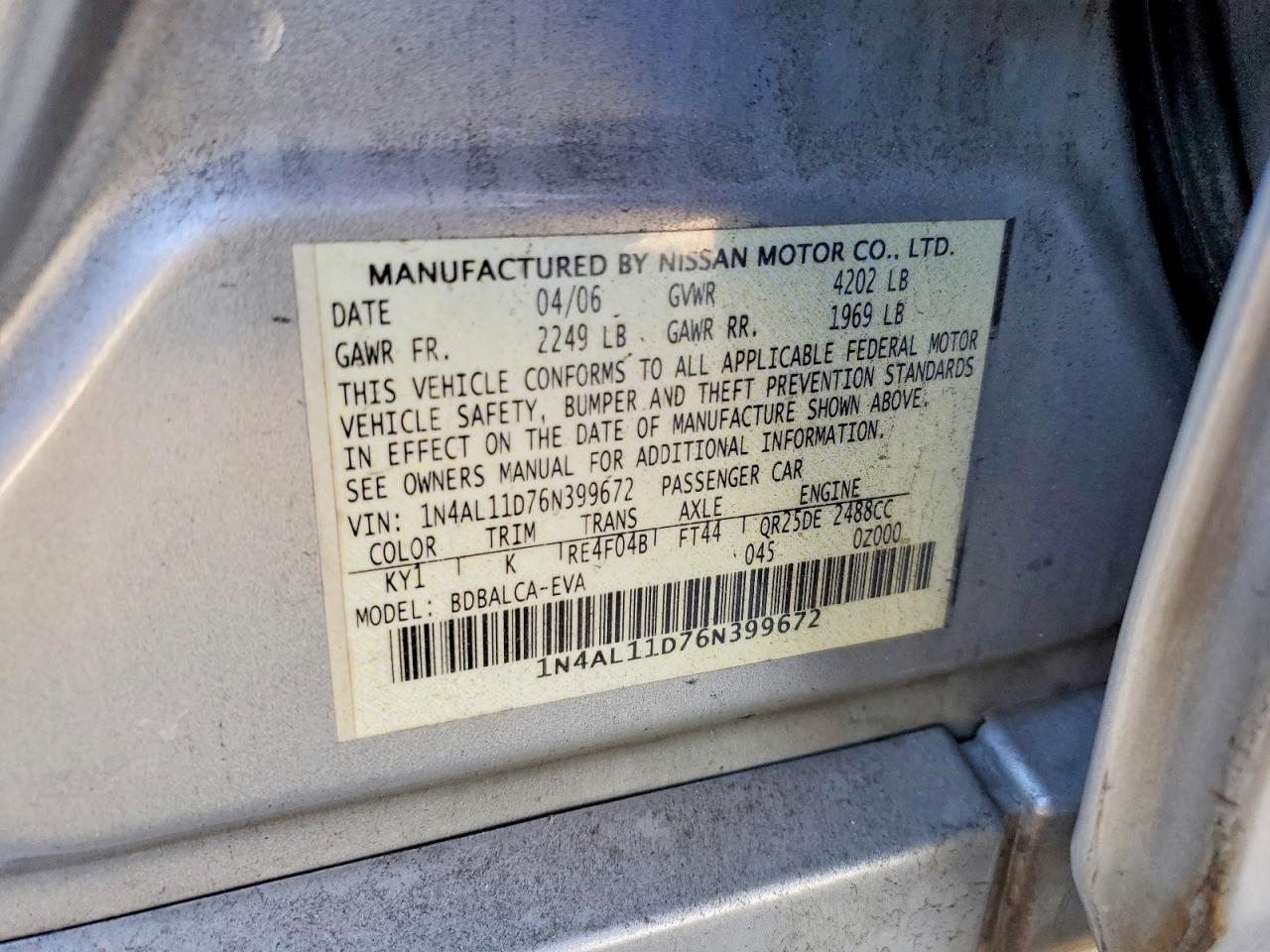 2006 NISSAN ALTIMA