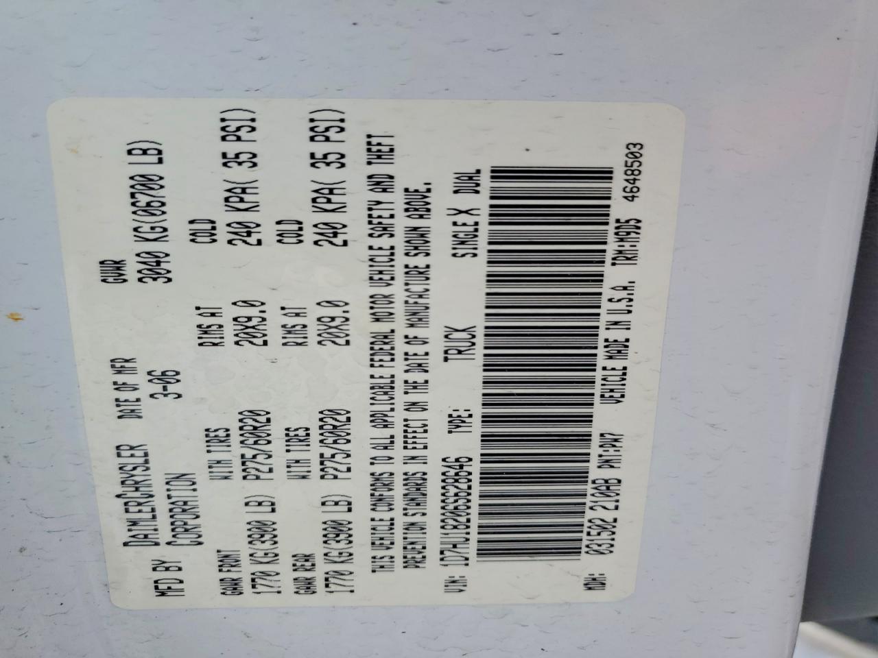 2006 DODGE RAM 1500
