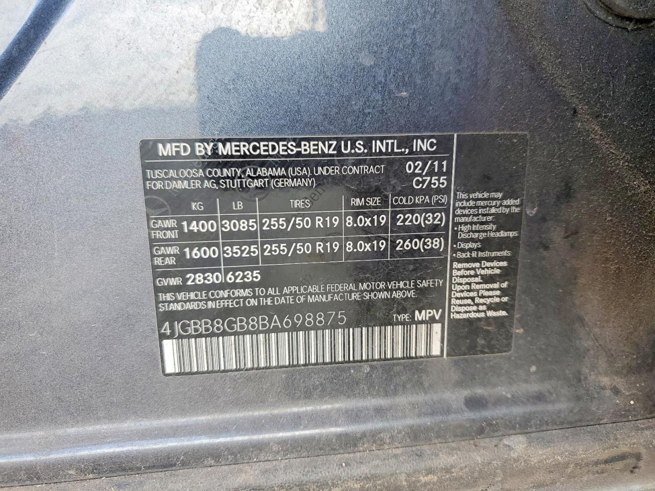 2011 MERCEDES-BENZ ML-Class
