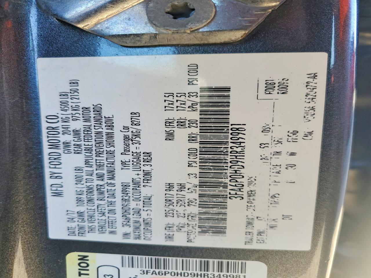 2017 FORD FUSION