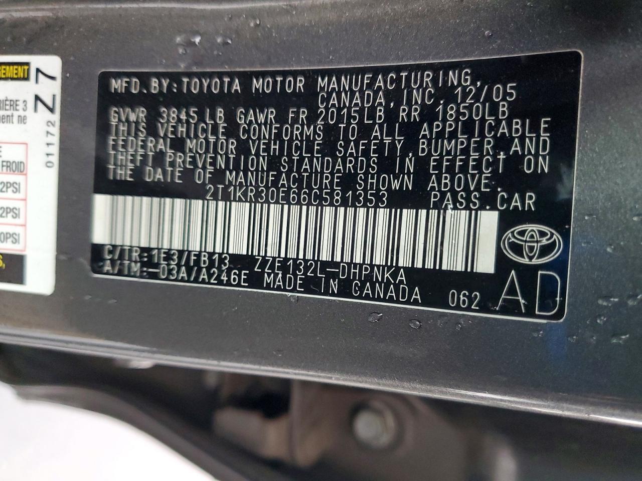 2006 TOYOTA COROLLA