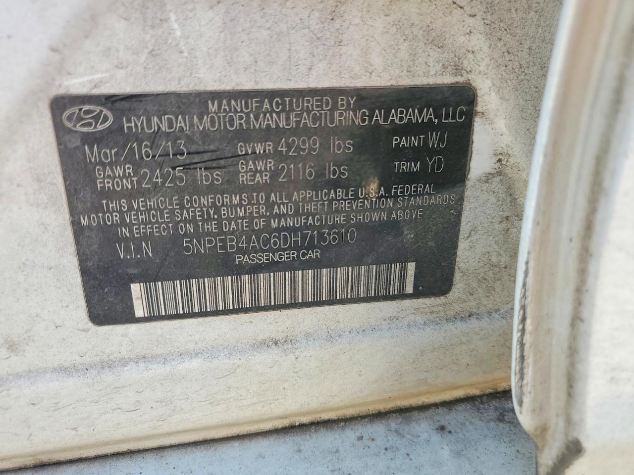 2013 HYUNDAI SONATA
