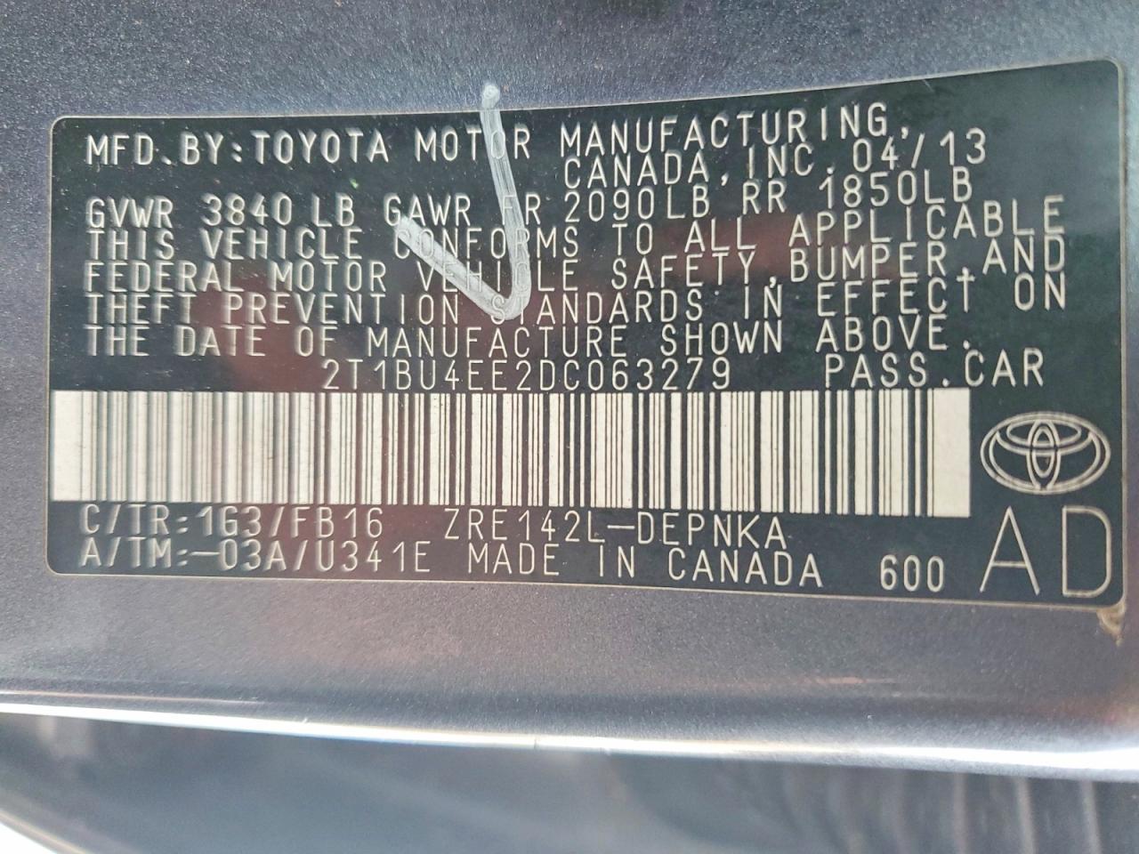 2013 TOYOTA COROLLA