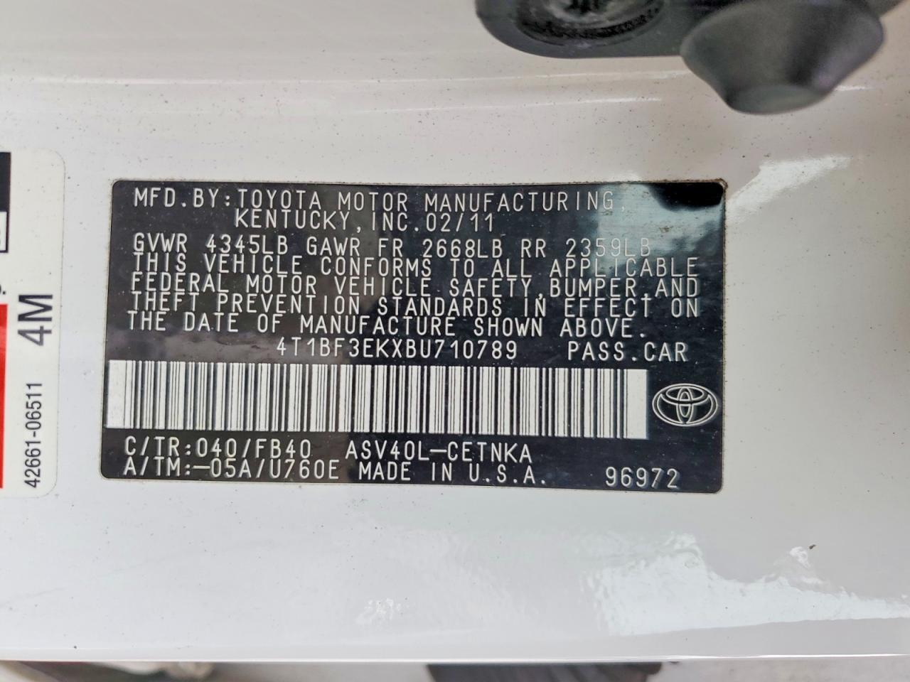 2011 TOYOTA CAMRY