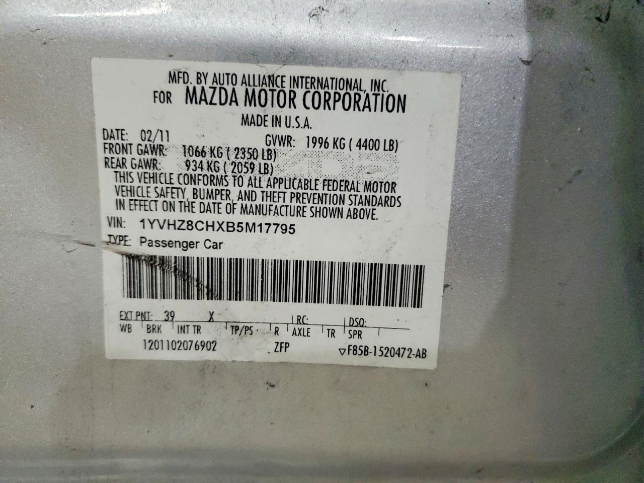 2011 MAZDA 6