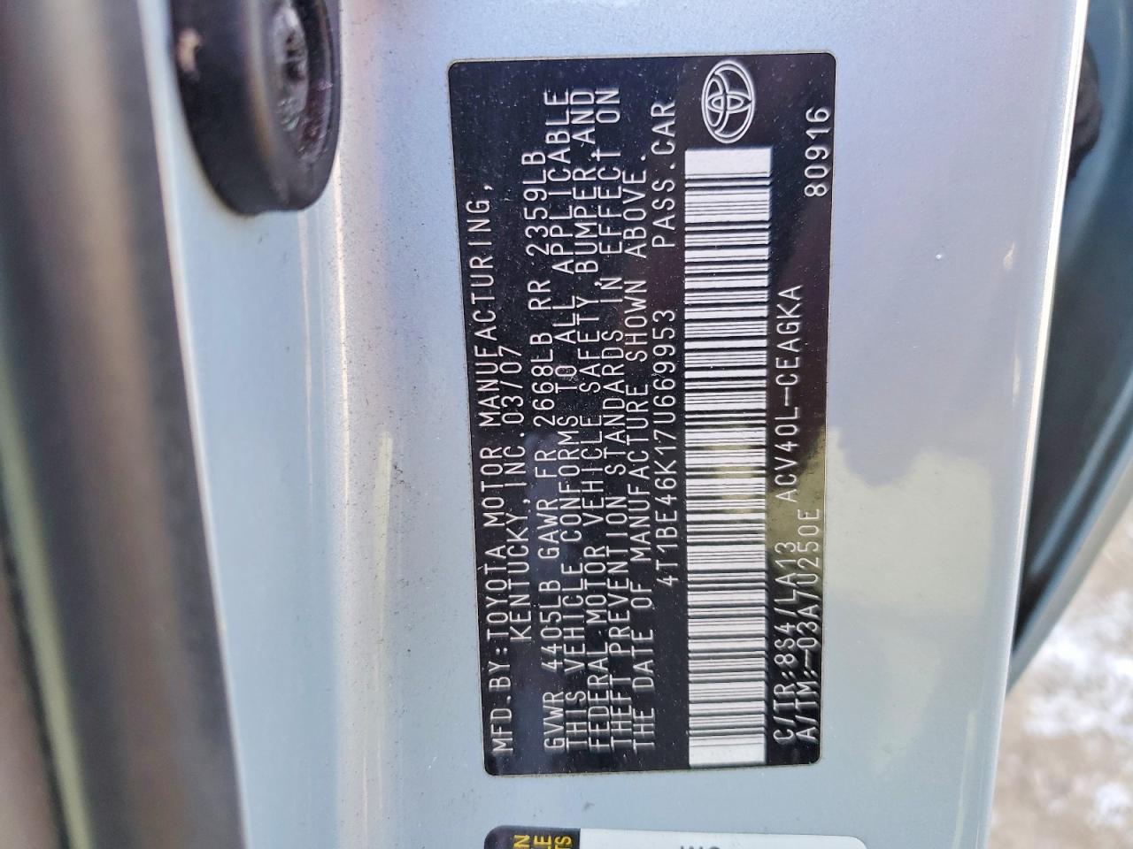 2007 TOYOTA CAMRY