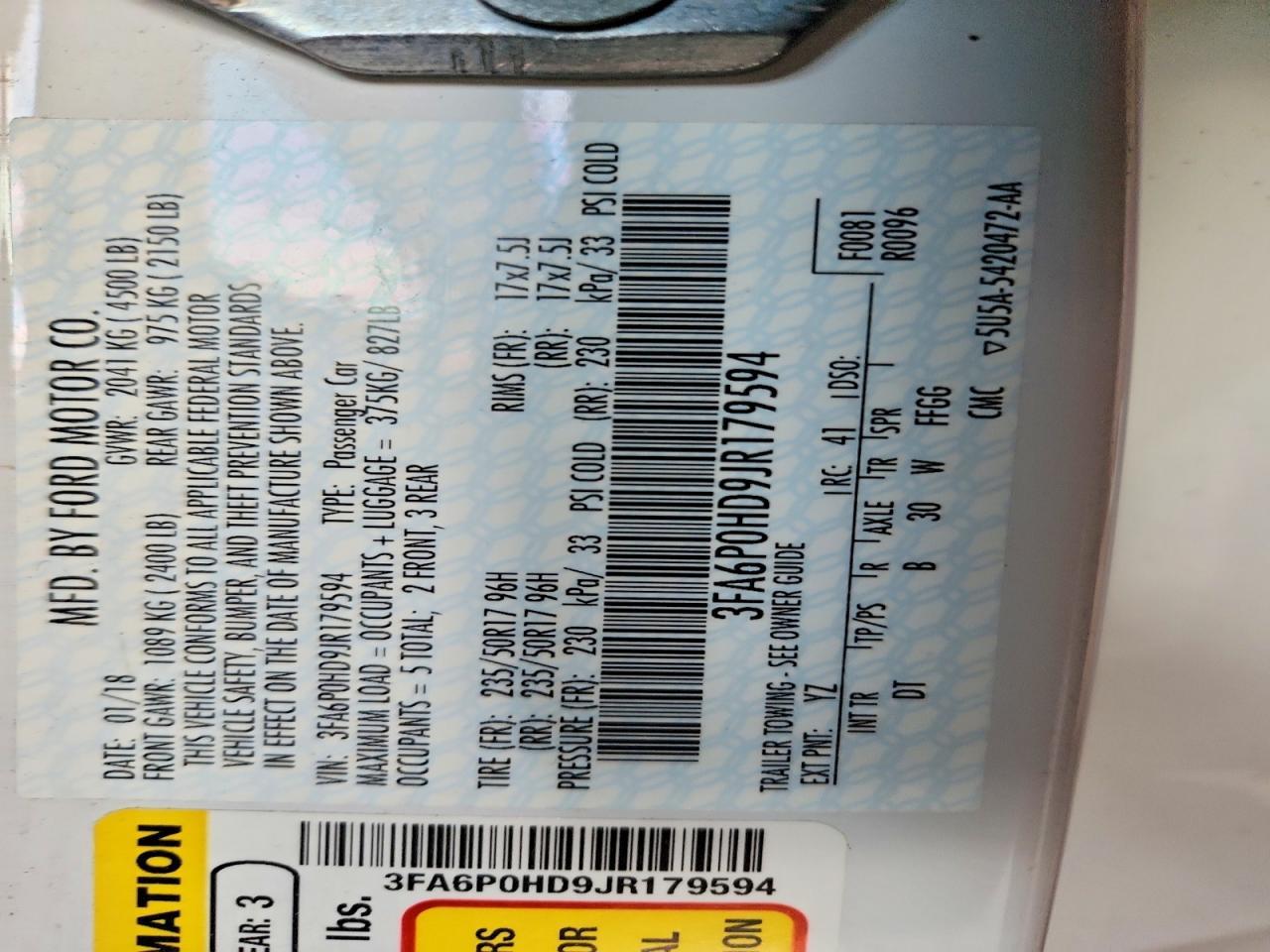 2018 FORD FUSION