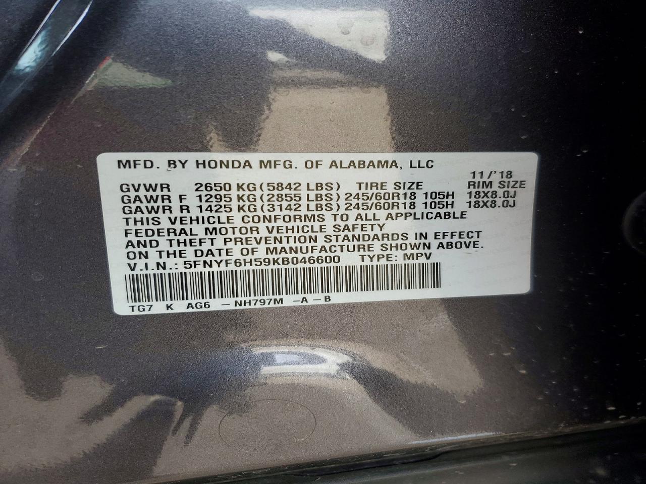 2019 HONDA PILOT