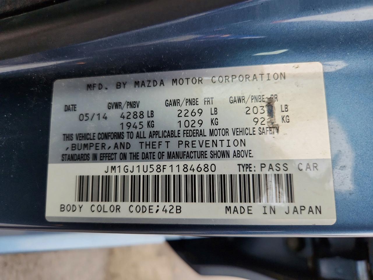 2015 MAZDA 6
