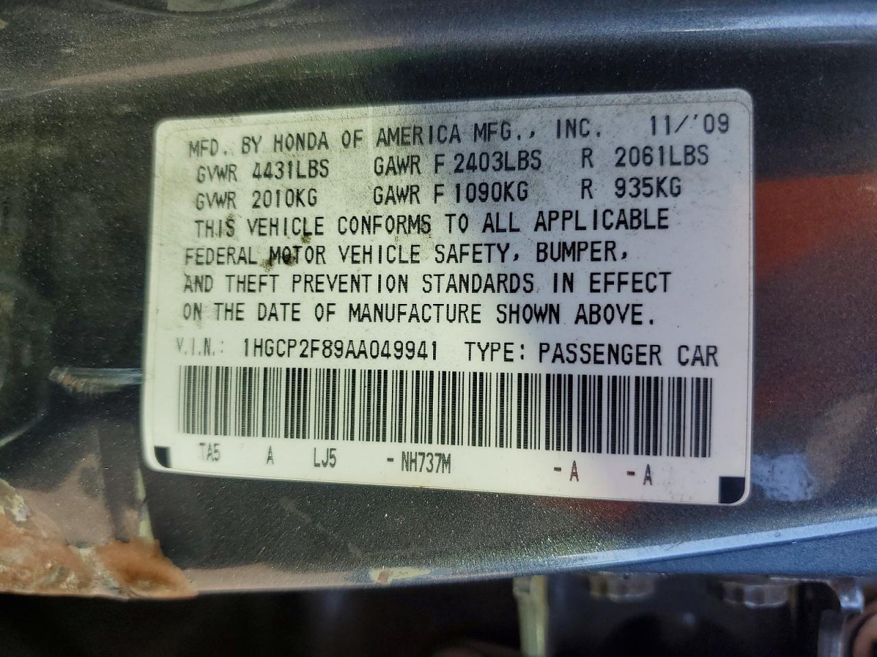 2010 HONDA ACCORD