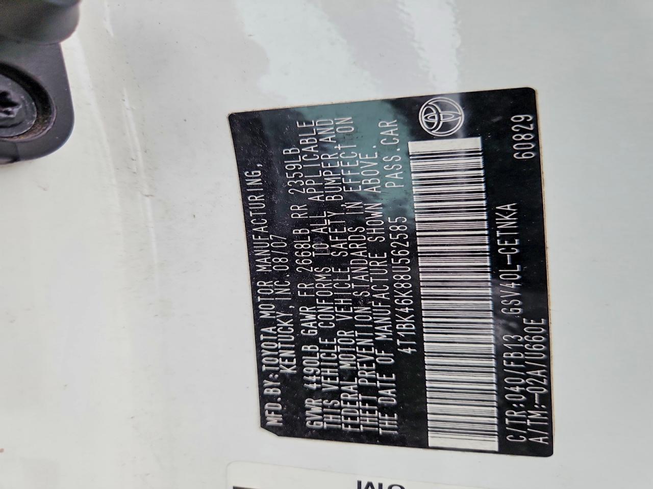 2008 TOYOTA CAMRY