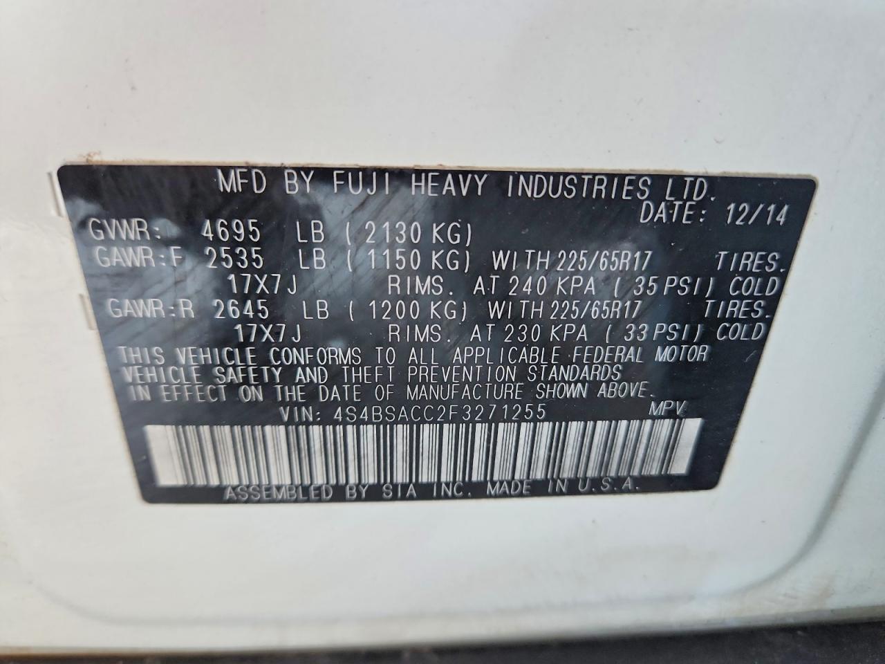 2015 SUBARU Outback