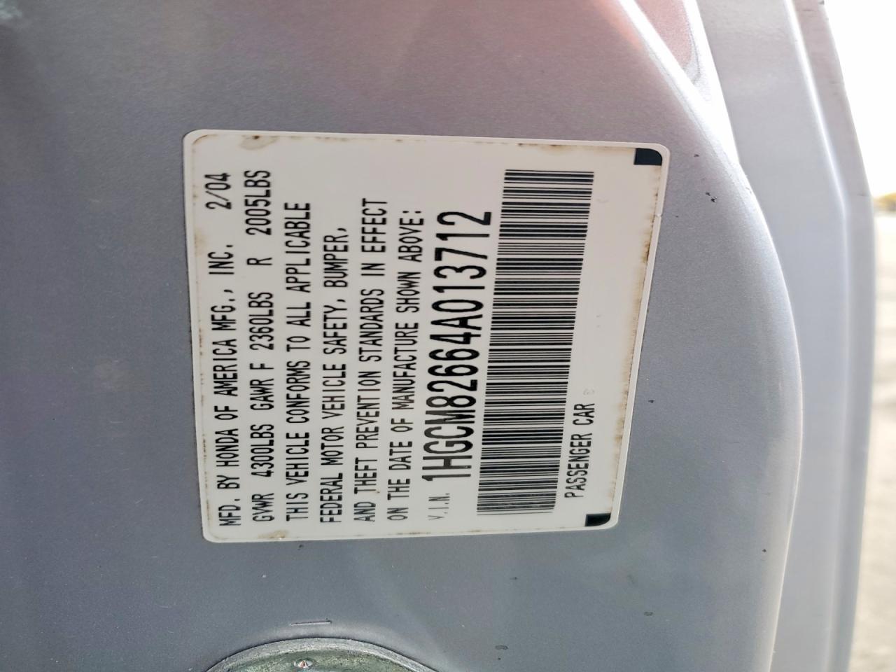 2004 HONDA ACCORD