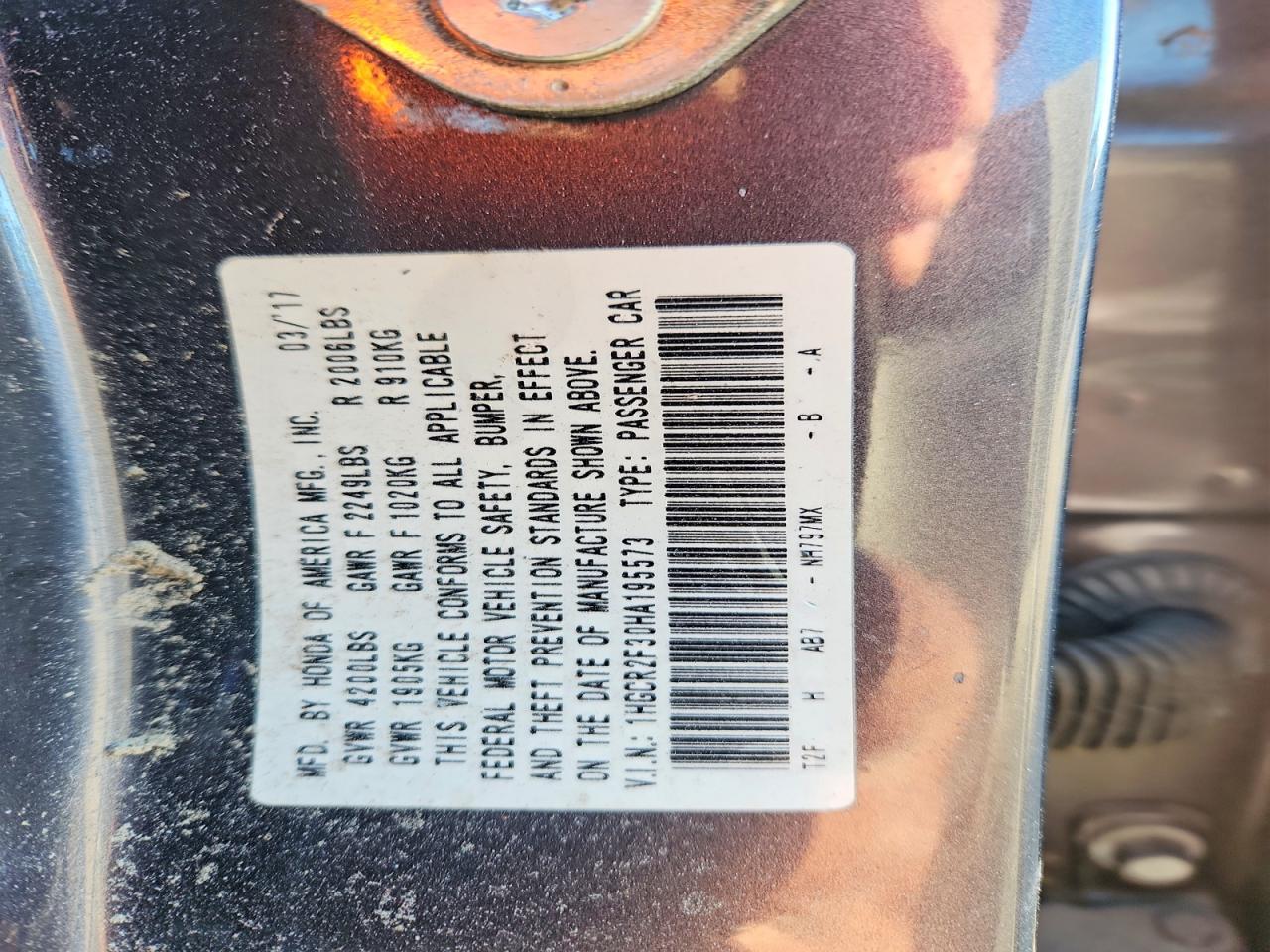2017 HONDA ACCORD