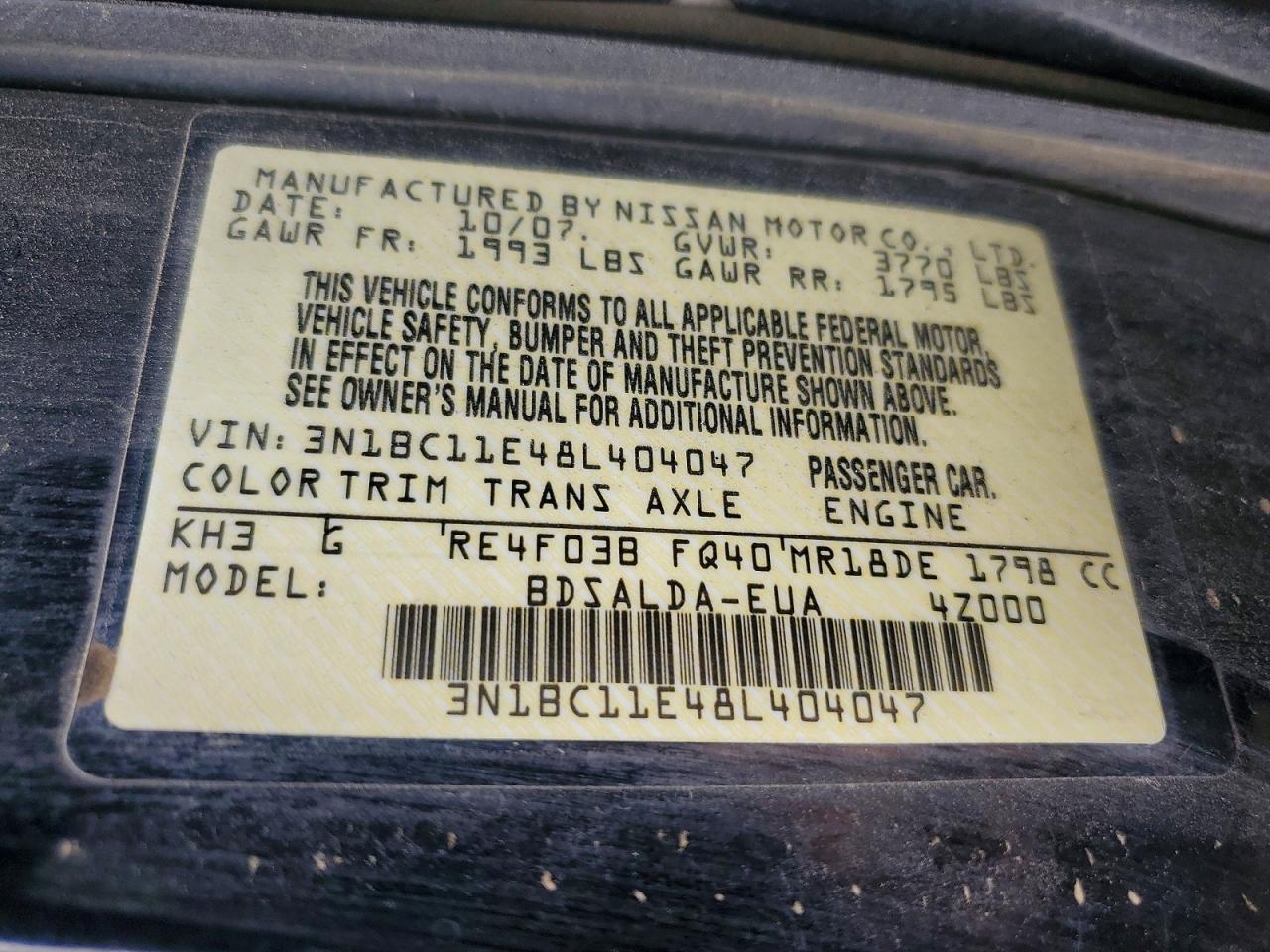 2008 NISSAN VERSA
