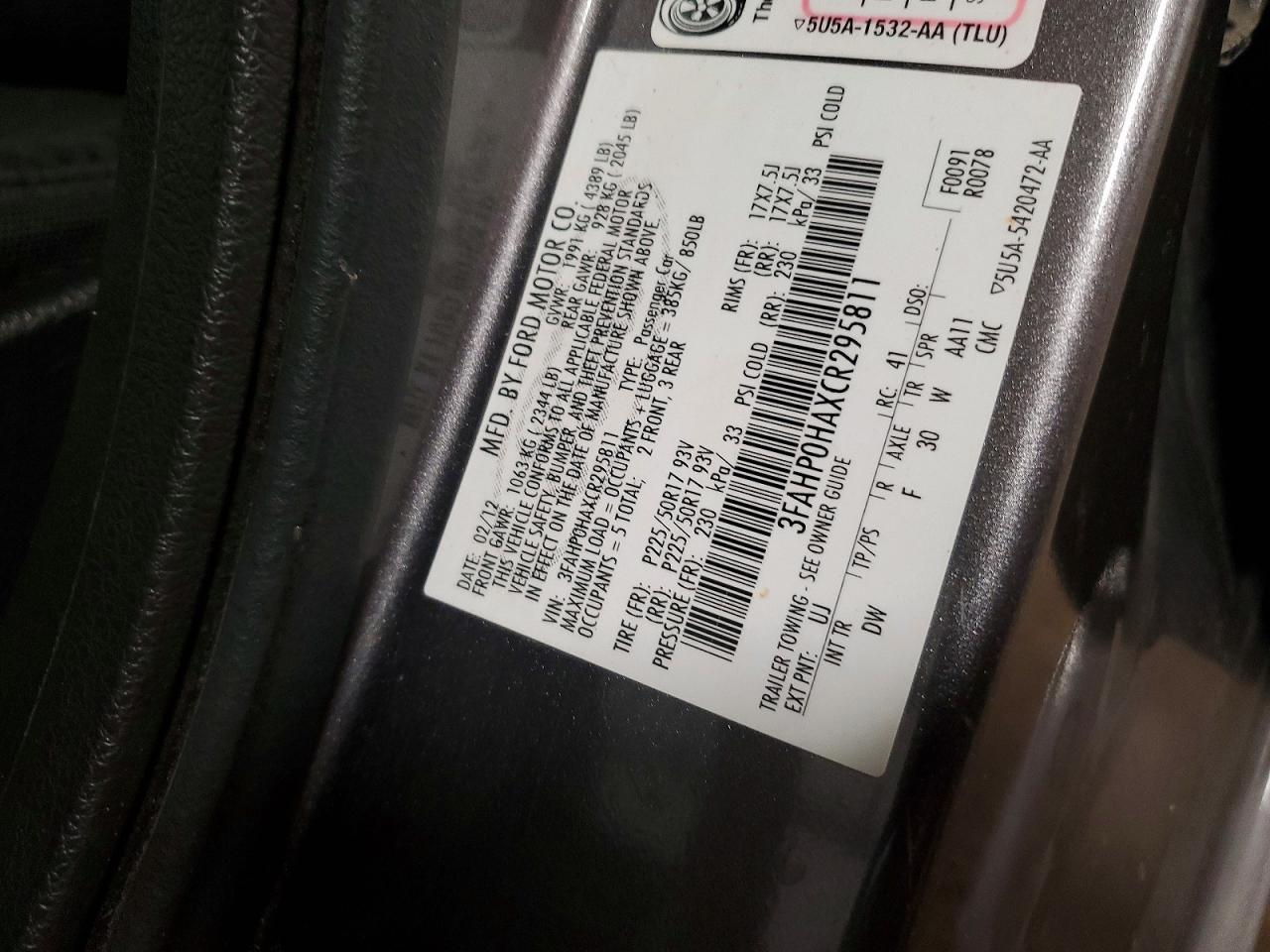2012 FORD FUSION