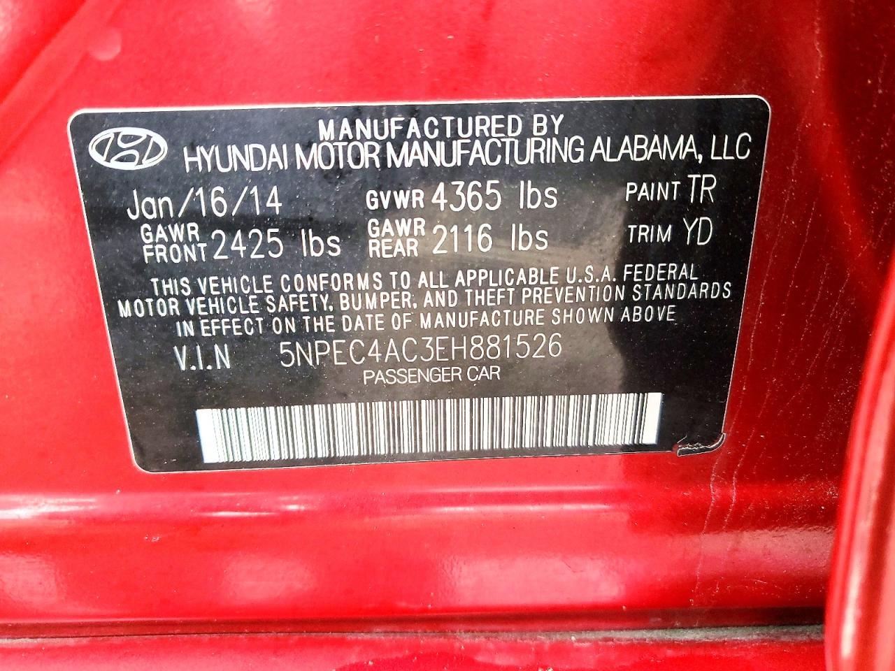 2014 HYUNDAI SONATA